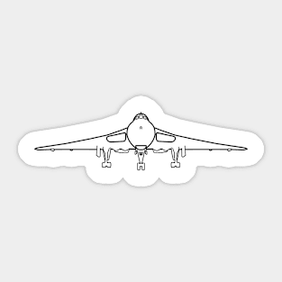 Avro Vulcan classic aircraft wheels down front and back outline graphic (black) Sticker